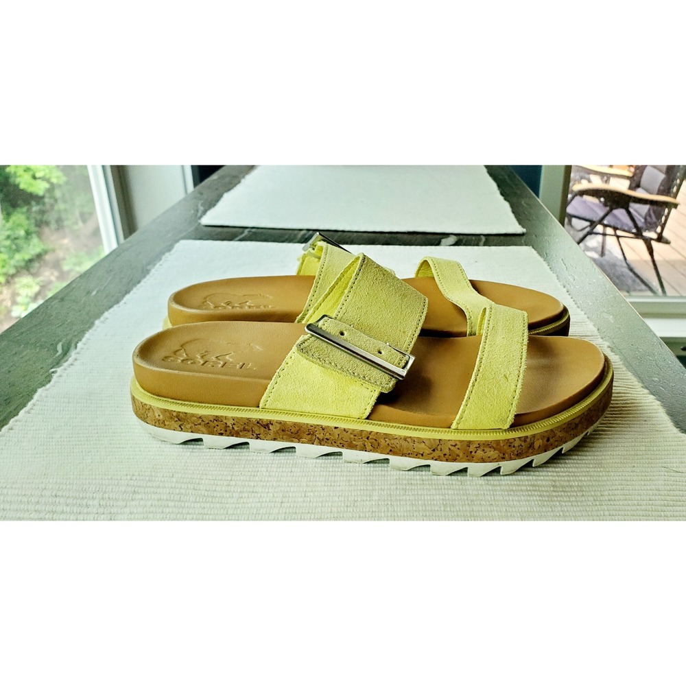 Sorel Roaming Buckle Slide Sandals Yellow Suede Women's 6.5 - Picture 1 of 6